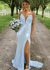 Lauren | Mermaid Light Blue Sequin Long Prom Dress - Price #price_variant_lowest# - Light Blue - PromDressClub